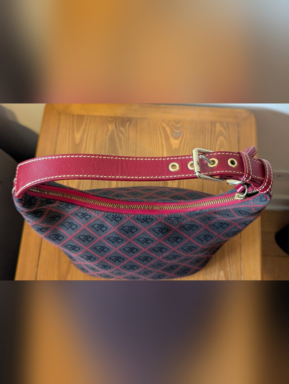 Dooney & Bourke Quilt Hobo Duck Fob Tassels Navy - Picture 3 of 12